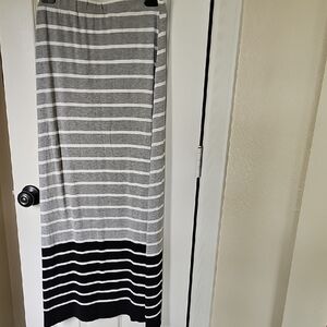 Vince Camuto Gray, White and Black Striped Maxi Skirt